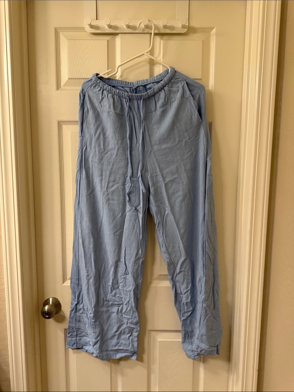 Light Blue Wide Leg Drawstring Pants
